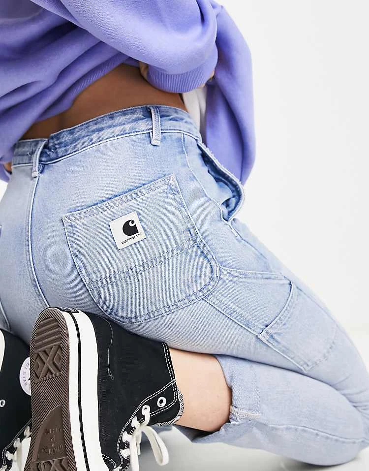 Carhartt WIP Carhartt Pierce Boyfriend Fit Denim Jeans In Midwash Blue For Women 3 Carhartt WIP Carhartt Pierce Boyfriend Fit Denim Jeans In Midwash Blue For Women - Image 3