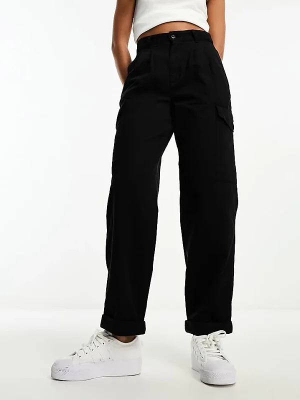 Carhartt WIP Collins Relaxed Twill Cargo Trousers In Black For Women