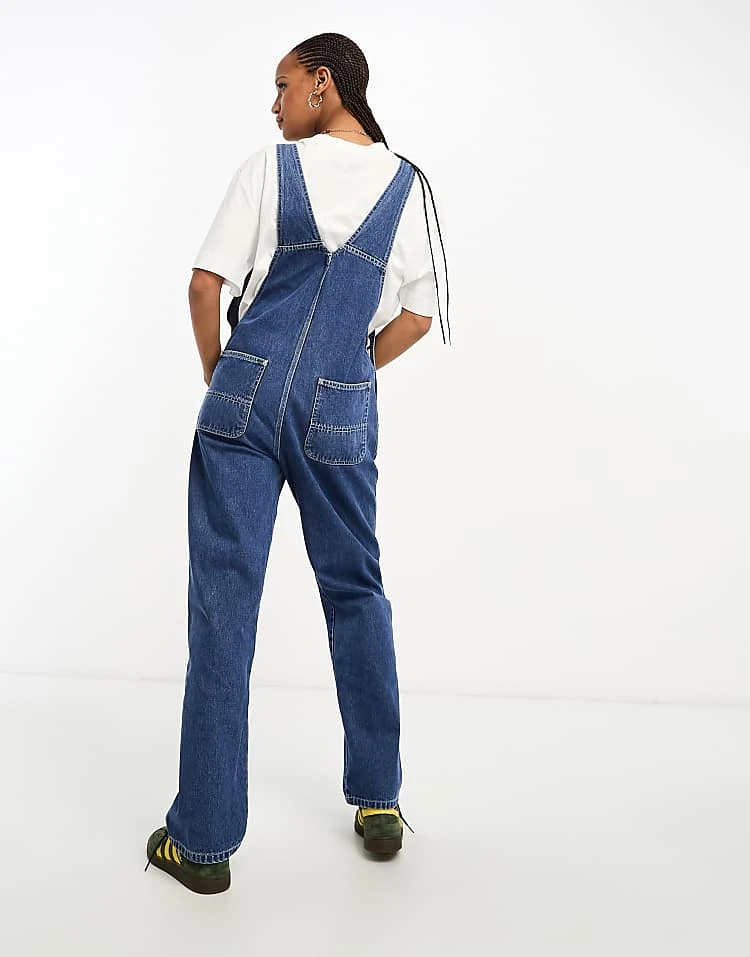 Carhartt WIP Straight Dungarees In Blue Wash For Women 2 Carhartt WIP Straight Dungarees In Blue Wash For Women - Image 2