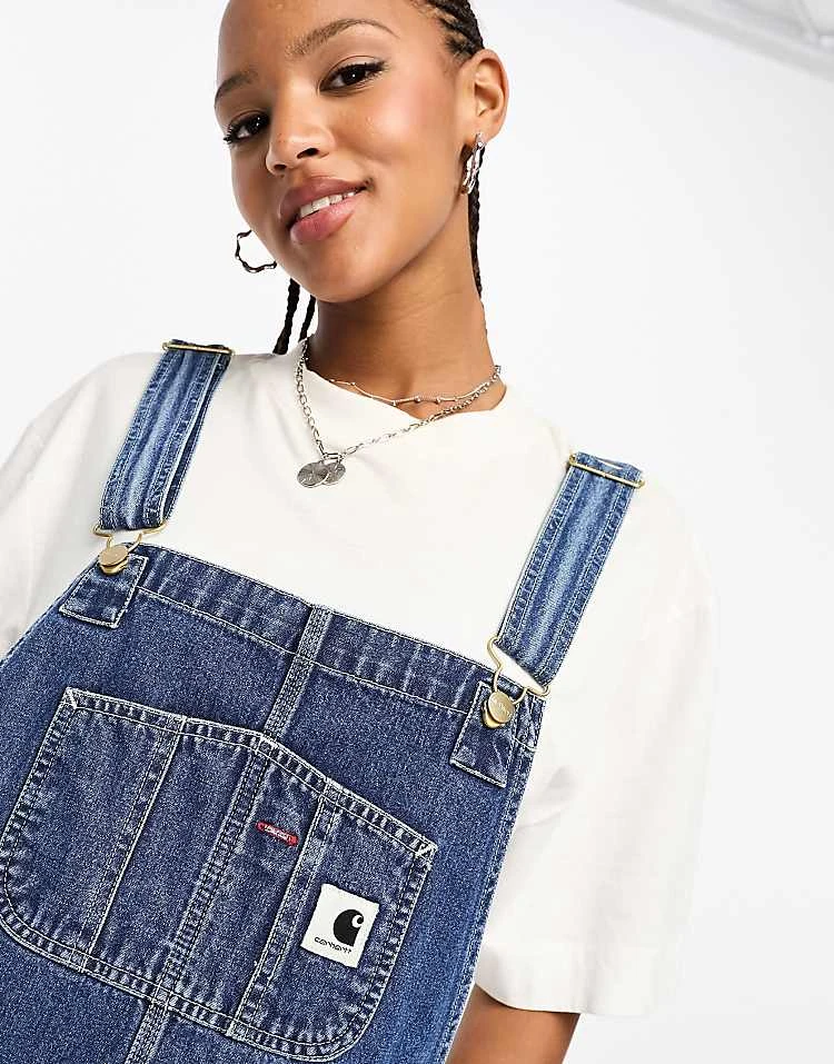 Carhartt WIP Straight Dungarees In Blue Wash For Women 4 Carhartt WIP Straight Dungarees In Blue Wash For Women - Image 4
