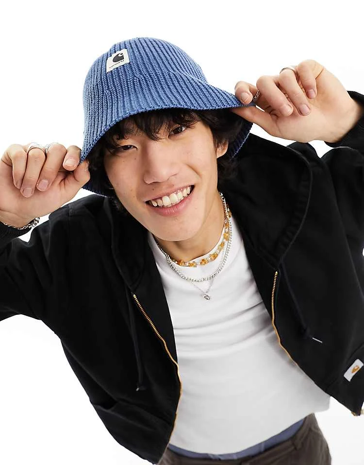 Carhartt WIP Paloma Knitted Bucket Hat In Blue For Unisex 4 Carhartt WIP Paloma Knitted Bucket Hat In Blue For Unisex - Image 4