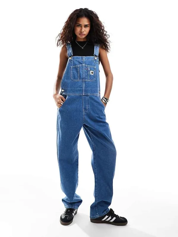 Carhartt WIP Carhartt Straight Leg Denim Dungarees In Blue For Women