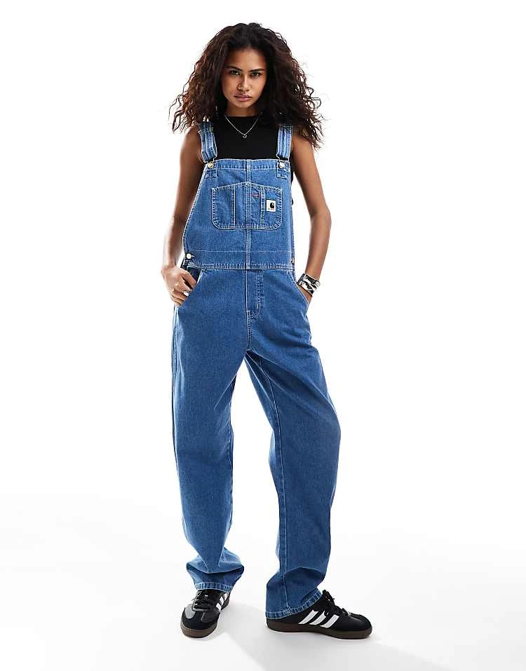 Carhartt WIP Carhartt Straight Leg Denim Dungarees In Blue For Women 1 Carhartt WIP Carhartt Straight Leg Denim Dungarees In Blue For Women