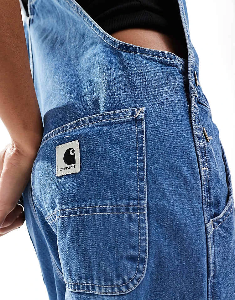 Carhartt WIP Carhartt Straight Leg Denim Dungarees In Blue For Women 2 Carhartt WIP Carhartt Straight Leg Denim Dungarees In Blue For Women - Image 2