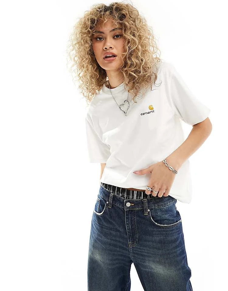 Carhartt WIP American Script T-shirt In White For Women 5 Carhartt WIP American Script T-shirt In White For Women - Image 5