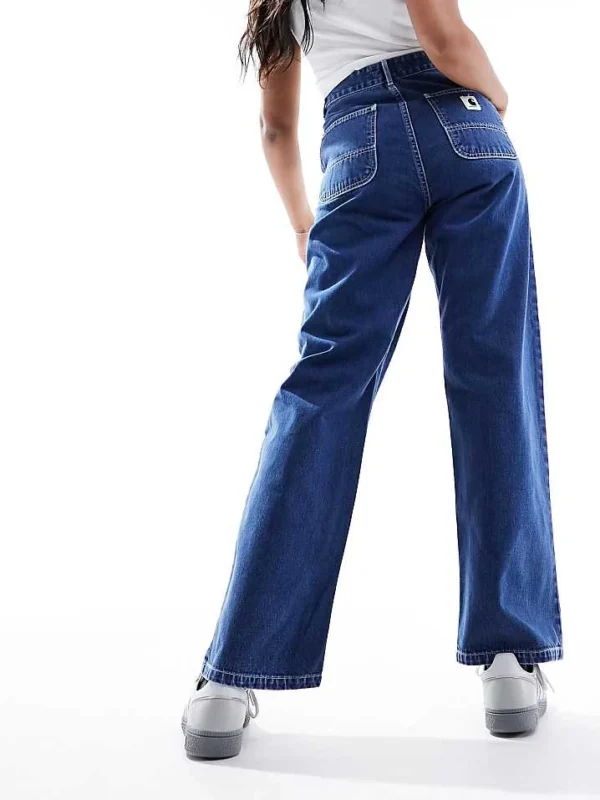 Carhartt WIP Simple Loose Fit Jeans In Blue Stone Wash For Women