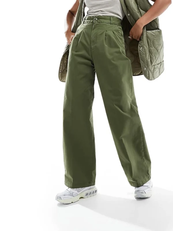 Carhartt WIP Leola Pleated Trousers In Green For Women