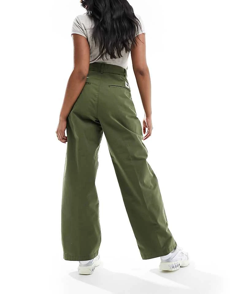 Carhartt WIP Leola Pleated Trousers In Green For Women 2 Carhartt WIP Leola Pleated Trousers In Green For Women - Image 2