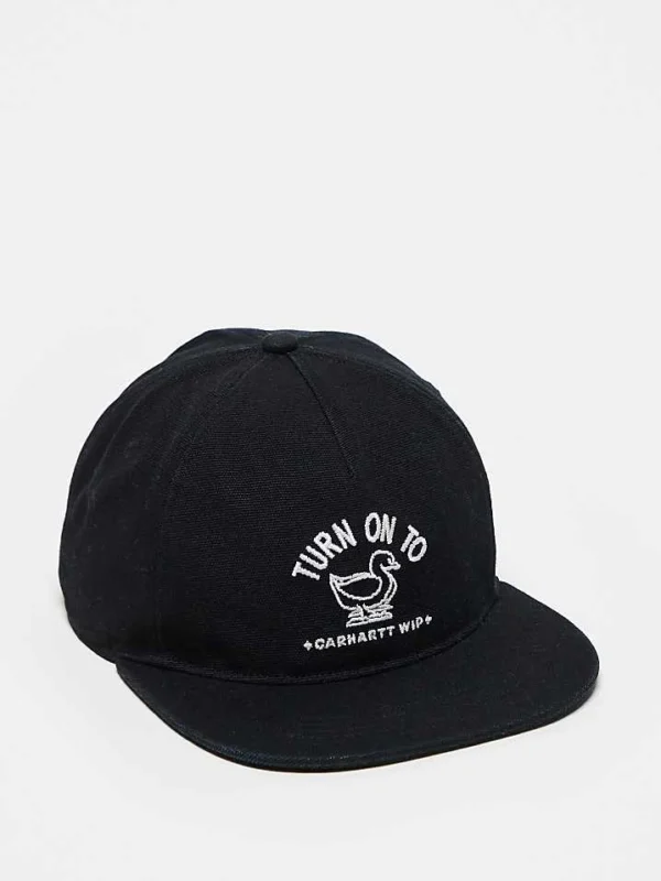 Carhartt WIP Stamp Flat Peak Cap In Black For Unisex