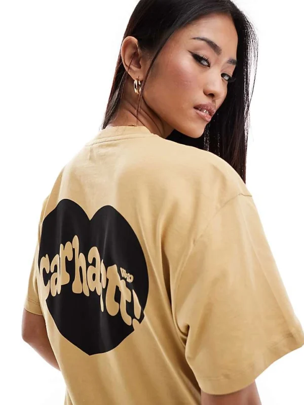 Carhartt WIP Amour Heart Print T-shirt In Sand For Women Brown