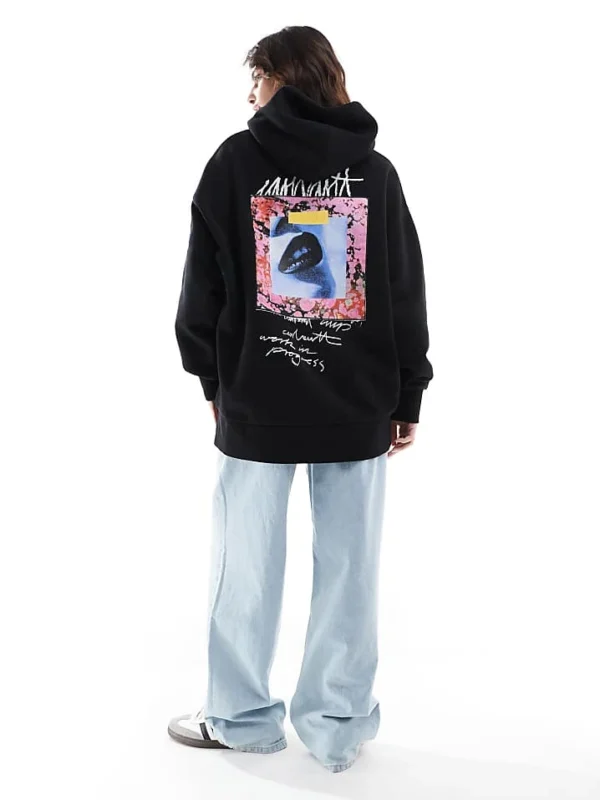 Carhartt WIP Lips Print Oversized Hoodie In Black For Women
