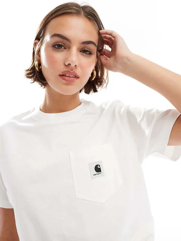 Carhartt WIP Regular Fit Pocket T-shirt In White For Women