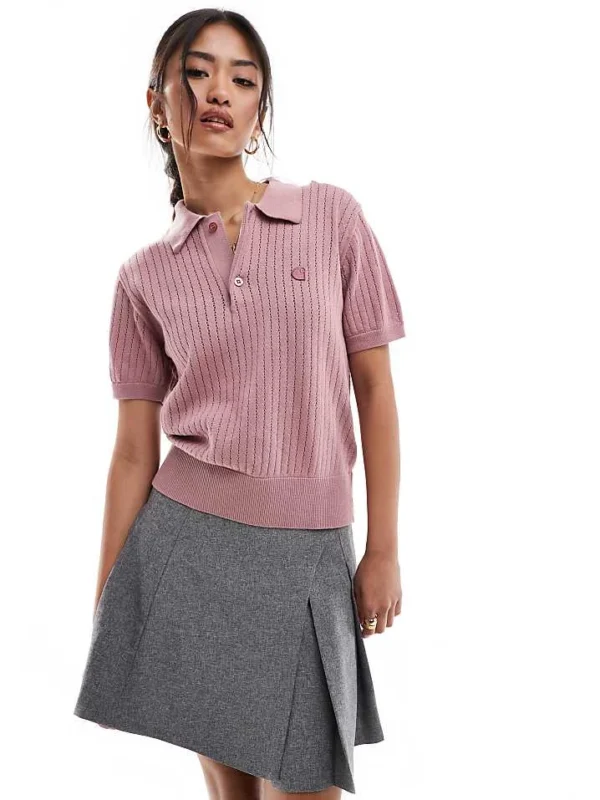 Carhartt WIP Norlina Knitted Polo Top In Pink For Women