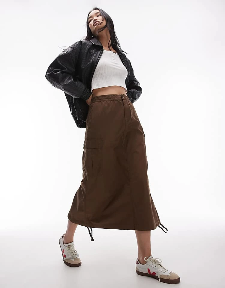 Carhartt WIP Cargo Maxi Skirt In Brown For Women 1 Carhartt WIP Cargo Maxi Skirt In Brown For Women