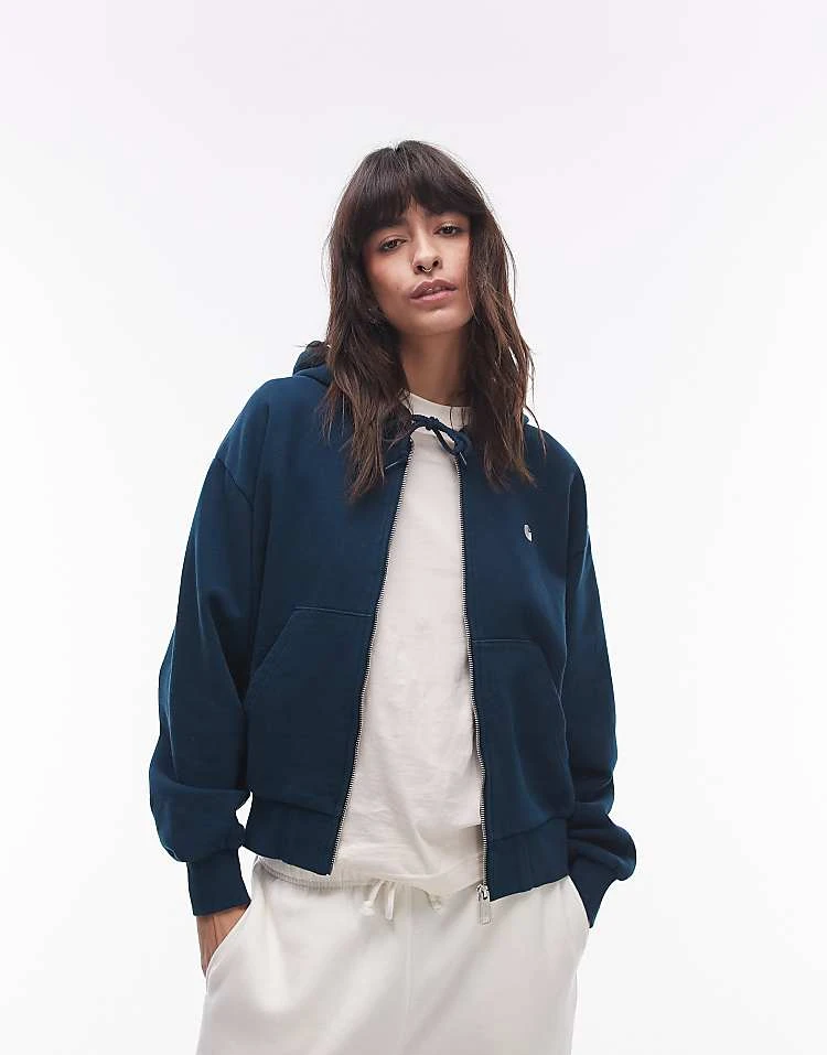 Carhartt WIP Casey Zip Up Hooded Sweatshirt In Green For Women