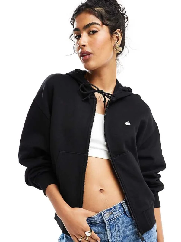 Carhartt WIP Casey Zip Up Hooded Sweatshirt In Black For Women