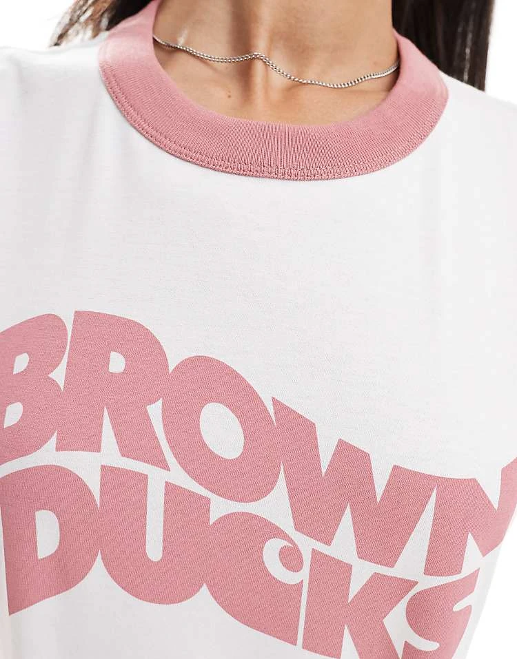 Carhartt WIP Brown Ducks Print Logo T-shirt In White For Women 3 Carhartt WIP Brown Ducks Print Logo T-shirt In White For Women - Image 3