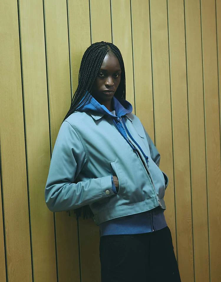 Carhartt WIP Module Script Zip Up Jacket In Light Blue For Women 1 Carhartt WIP Module Script Zip Up Jacket In Light Blue For Women