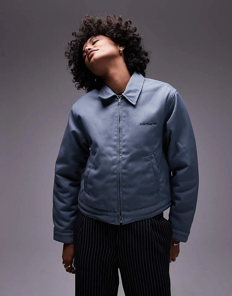 Carhartt WIP Module Script Zip Up Jacket In Light Blue For Women 2 Carhartt WIP Module Script Zip Up Jacket In Light Blue For Women - Image 2