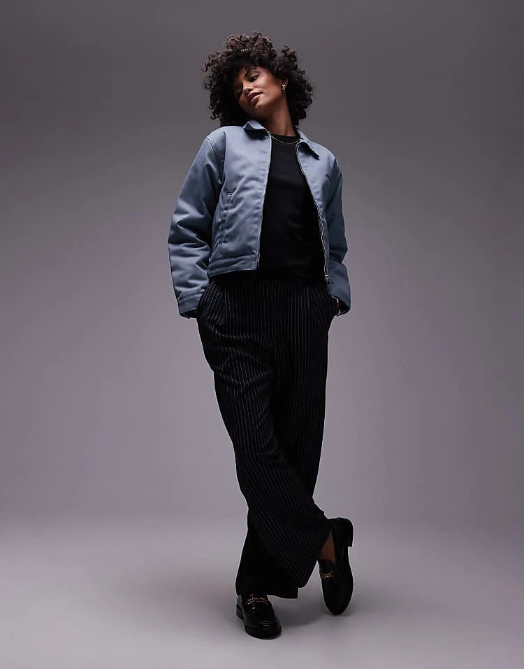 Carhartt WIP Module Script Zip Up Jacket In Light Blue For Women 4 Carhartt WIP Module Script Zip Up Jacket In Light Blue For Women - Image 4