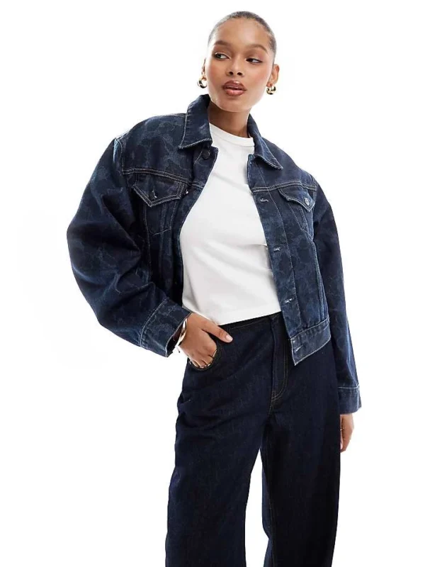 Carhartt WIP Orell Camo Denim Jacket In Dark Blue For Women