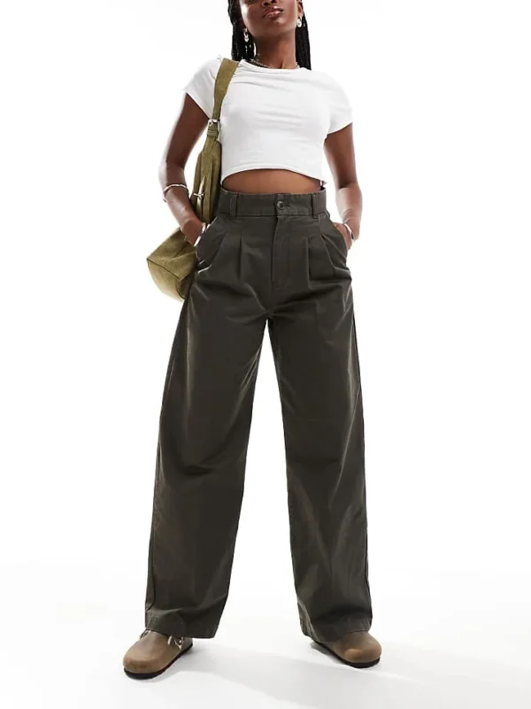 Carhartt WIP Leola Wide Leg Trousers In Green For Women