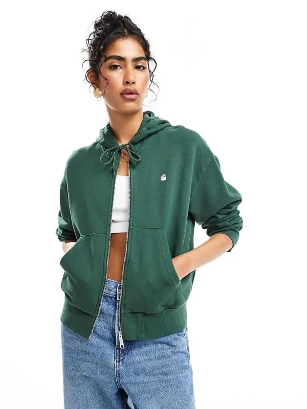 Carhartt WIP Casey Zip Up Hooded Sweatshirt In Khaki For Women