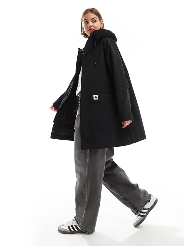 Carhartt WIP Clarton Parka Jacket In Black For Women