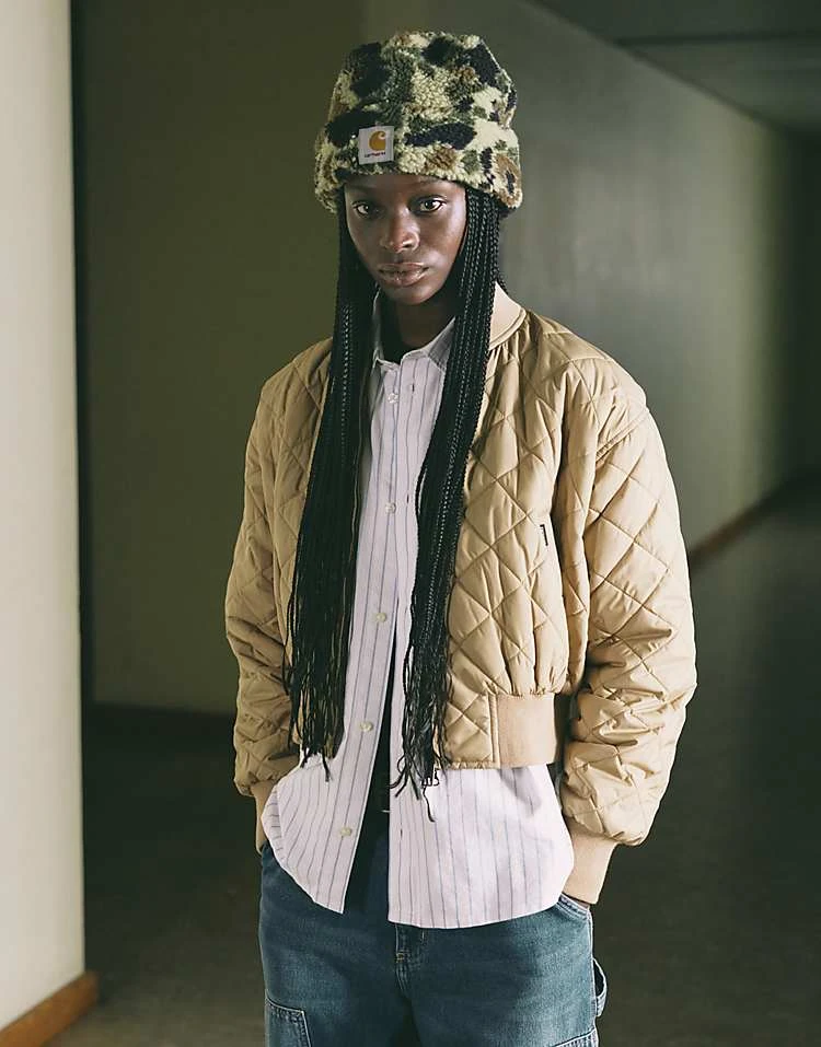 Carhartt WIP Selma Cropped Bomber Jacket In Beige For Women 2 Carhartt WIP Selma Cropped Bomber Jacket In Beige For Women - Image 2