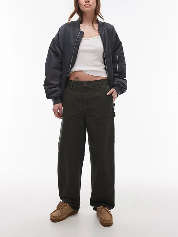 Carhartt WIP Pierce Relaxed Straight Jeans In Leopard Print For Women Black