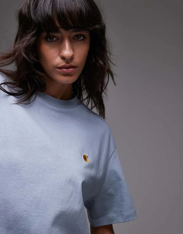 Carhartt WIP Short Sleeve Chase T-shirt In Blue For Women Frosted Blue