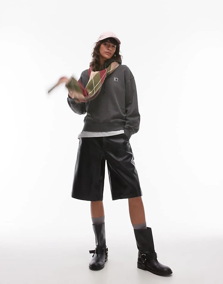 Carhartt WIP Norwich Faux Leather Short In Black For Women 1 Carhartt WIP Norwich Faux Leather Short In Black For Women