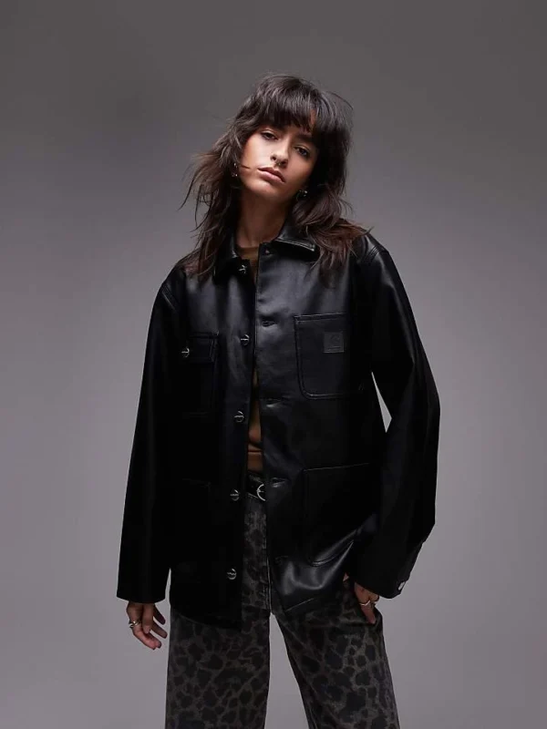 Carhartt WIP Michigan Faux Leather Jacket In Black For Women