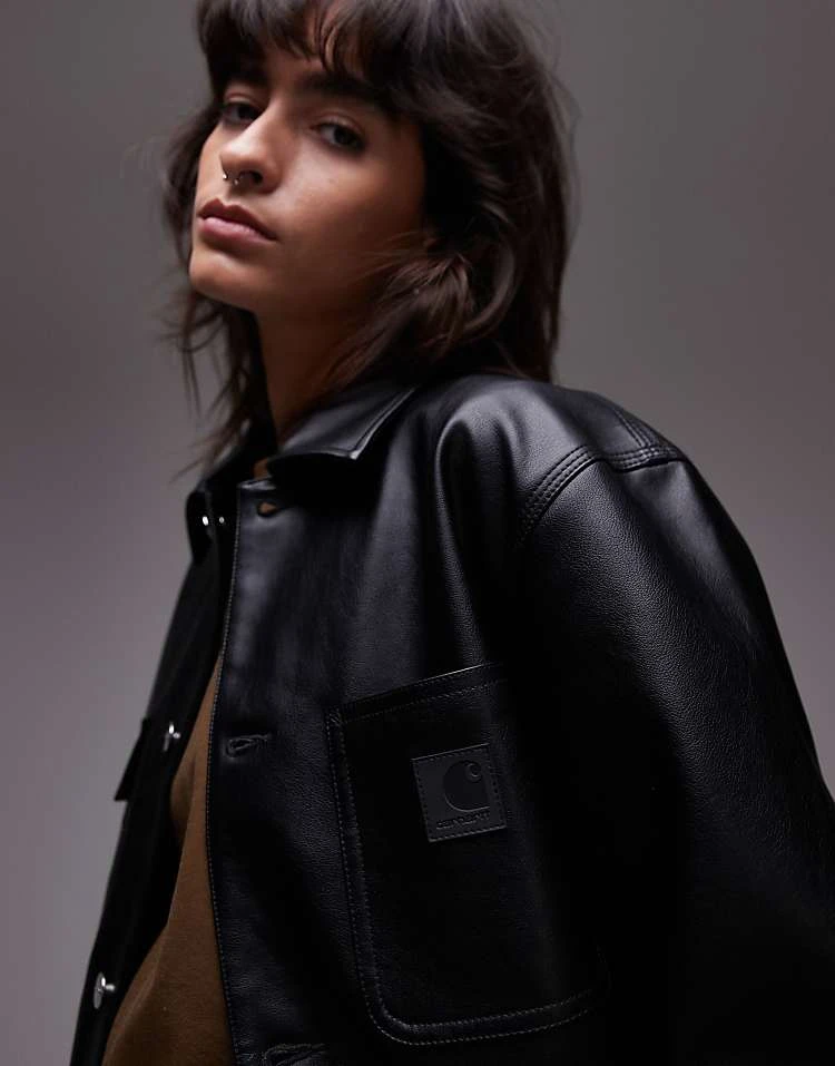 Carhartt WIP Michigan Faux Leather Jacket In Black For Women 3 Carhartt WIP Michigan Faux Leather Jacket In Black For Women - Image 3