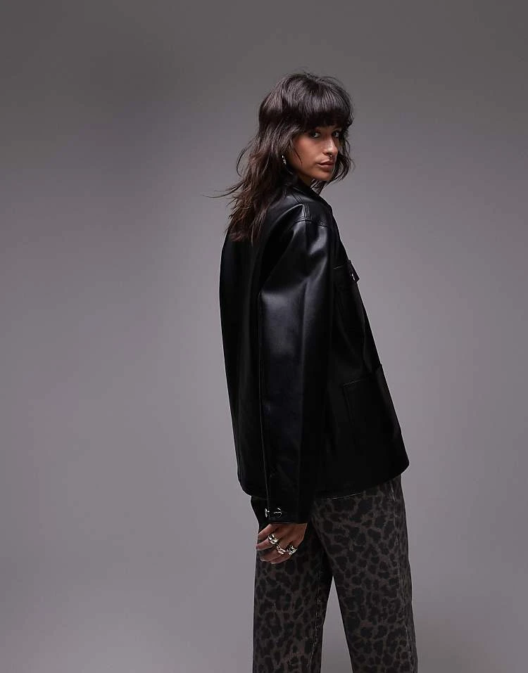 Carhartt WIP Michigan Faux Leather Jacket In Black For Women 4 Carhartt WIP Michigan Faux Leather Jacket In Black For Women - Image 4