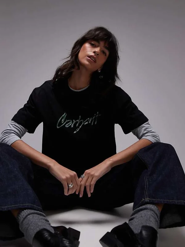 Carhartt WIP Short Sleeve Drip Script T-shirt In Black For Women