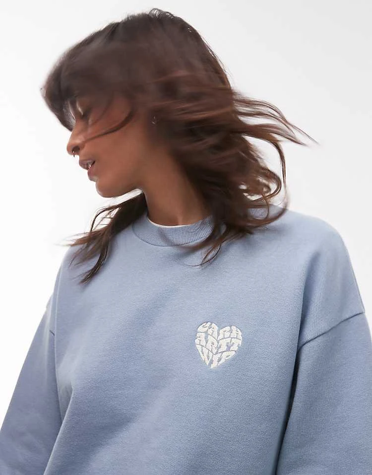 Carhartt WIP Sweatshirt With Heart Back Print In Blue For Women Frosted Blue