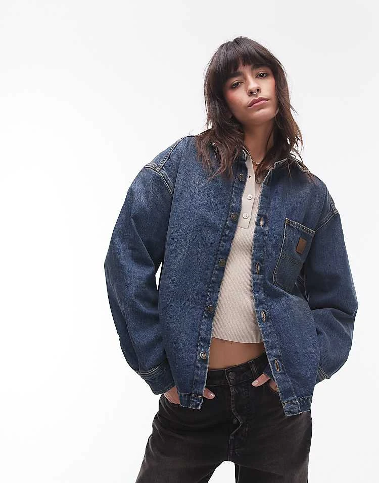 Carhartt WIP Lovilia Shirt Jacket In Blue Wash For Women 5 Carhartt WIP Lovilia Shirt Jacket In Blue Wash For Women - Image 5