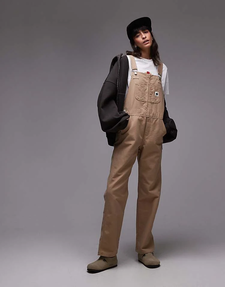 Carhartt WIP Dungarees In Beige For Women Dusty H Brown 2 Carhartt WIP Dungarees In Beige For Women Dusty H Brown - Image 2