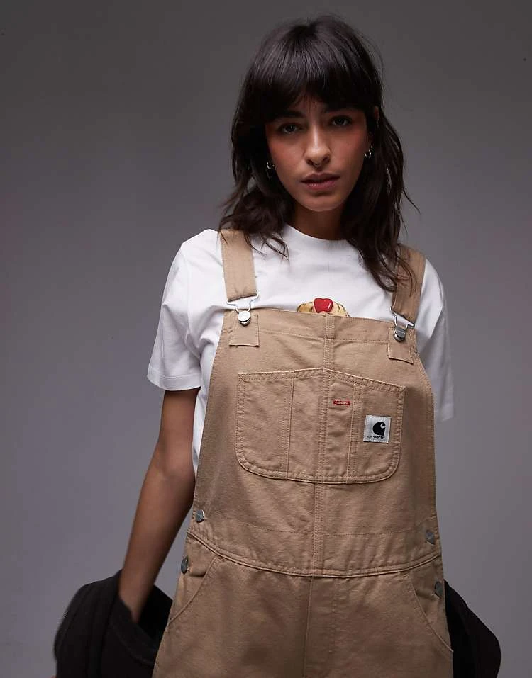 Carhartt WIP Dungarees In Beige For Women Dusty H Brown 3 Carhartt WIP Dungarees In Beige For Women Dusty H Brown - Image 3