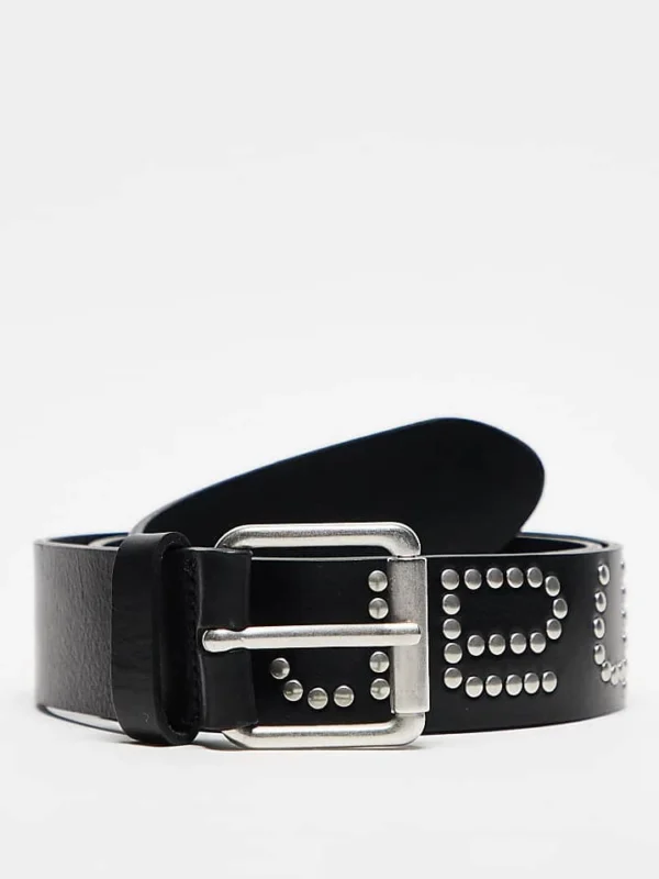 Carhartt WIP Script Studded Leather Belt In Black For Unisex