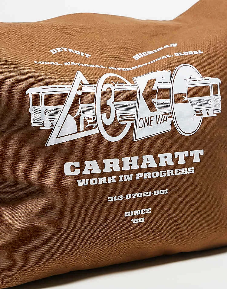 Carhartt WIP Canvas Graphic Tote In Brown For Unisex 3 Carhartt WIP Canvas Graphic Tote In Brown For Unisex - Image 3