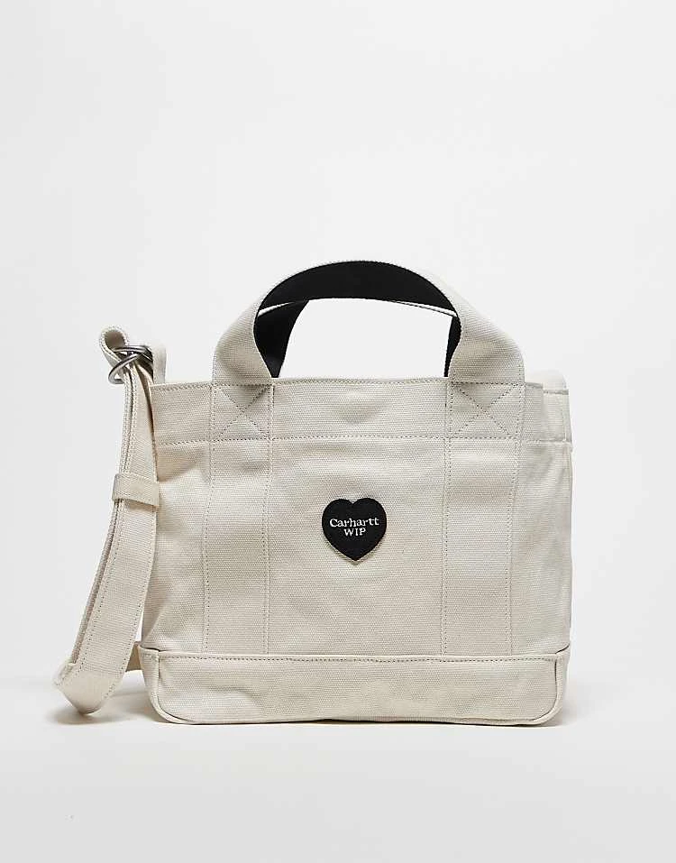 Carhartt WIP Drewe Tote With Heart Logo In Cream For Unisex 1 Carhartt WIP Drewe Tote With Heart Logo In Cream For Unisex
