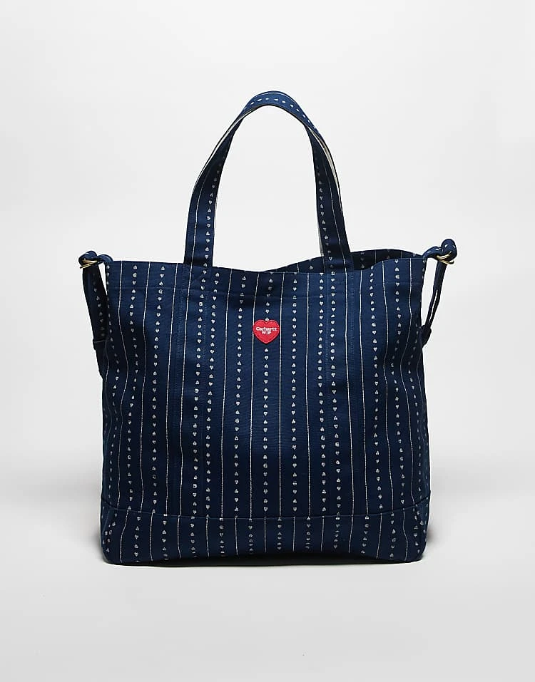 Carhartt WIP Drewe Tote With Heart Logo In Navy For Unisex 4 Carhartt WIP Drewe Tote With Heart Logo In Navy For Unisex - Image 4
