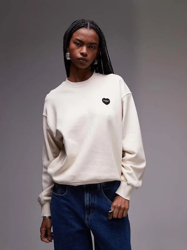 Carhartt WIP Ingo Sweatshirt With Heart Logo In Cream For Women