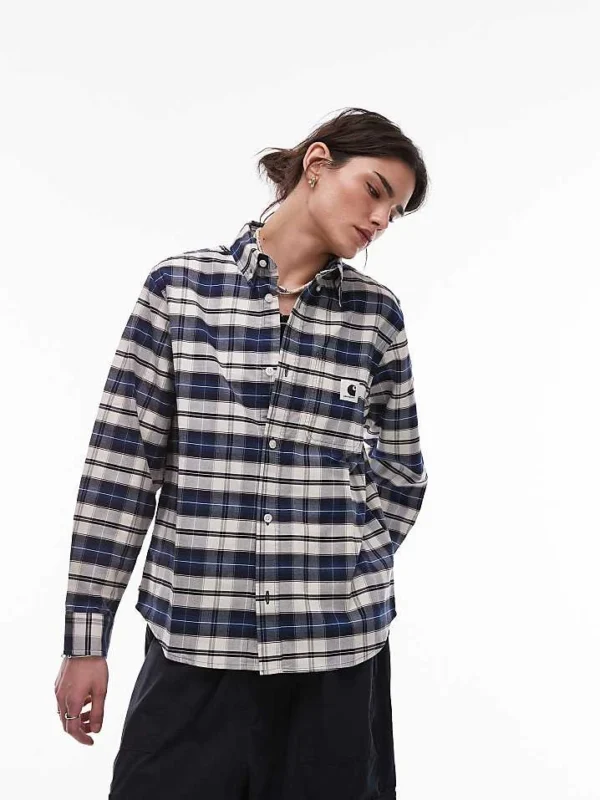 Carhartt WIP Tarbell Check Shirt In Navy For Women