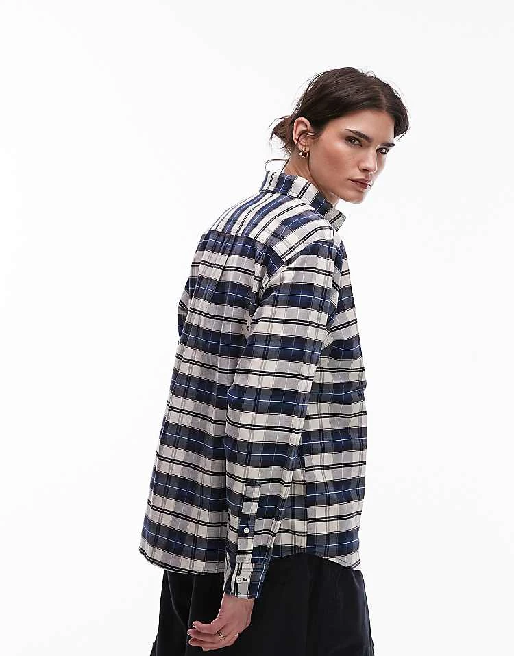 Carhartt WIP Tarbell Check Shirt In Navy For Women 2 Carhartt WIP Tarbell Check Shirt In Navy For Women - Image 2