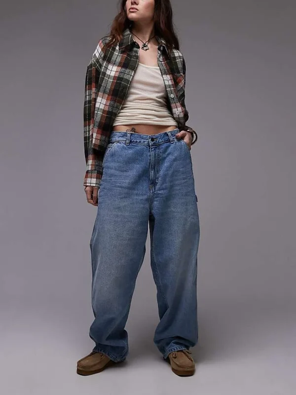 Carhartt WIP Brandon Loose Fit Single Knee Jeans In Light Wash For Women Blue