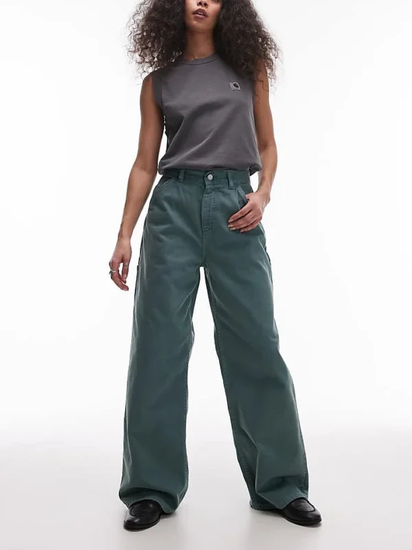 Carhartt WIP Jens Wide Fit Jeans In Green For Women