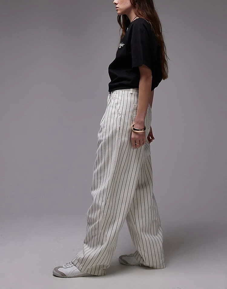 Carhartt WIP Hendry Jeans In Pinstripe For Women Navy 3 Carhartt WIP Hendry Jeans In Pinstripe For Women Navy - Image 3